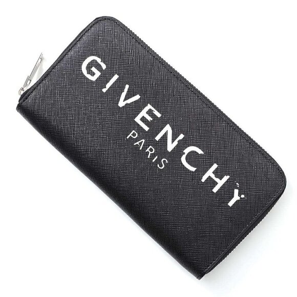 Givenchy Iconic "Givenchy Paris" Logo Print Zip Black Wallet NWT - Picture 5 of 16